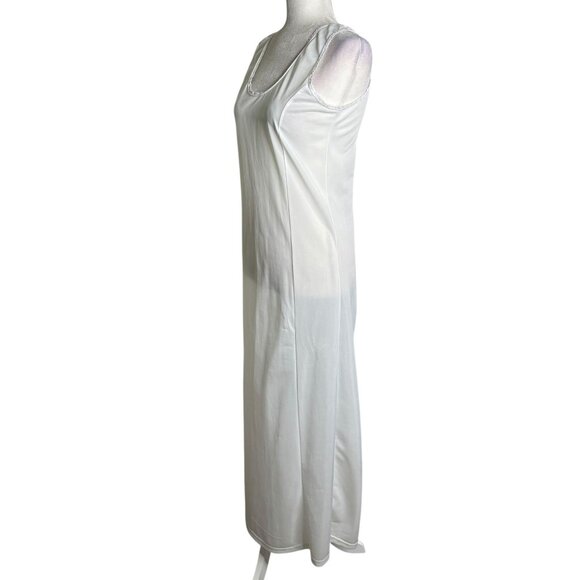 Dressed In White Sleeveless Full Length Bridal Slip M Polyester Lace Trim - Picture 4 of 7